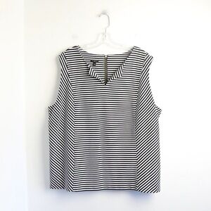 NWT Talbots Striped Top 3X cotton blend black new office classic sleeveless
